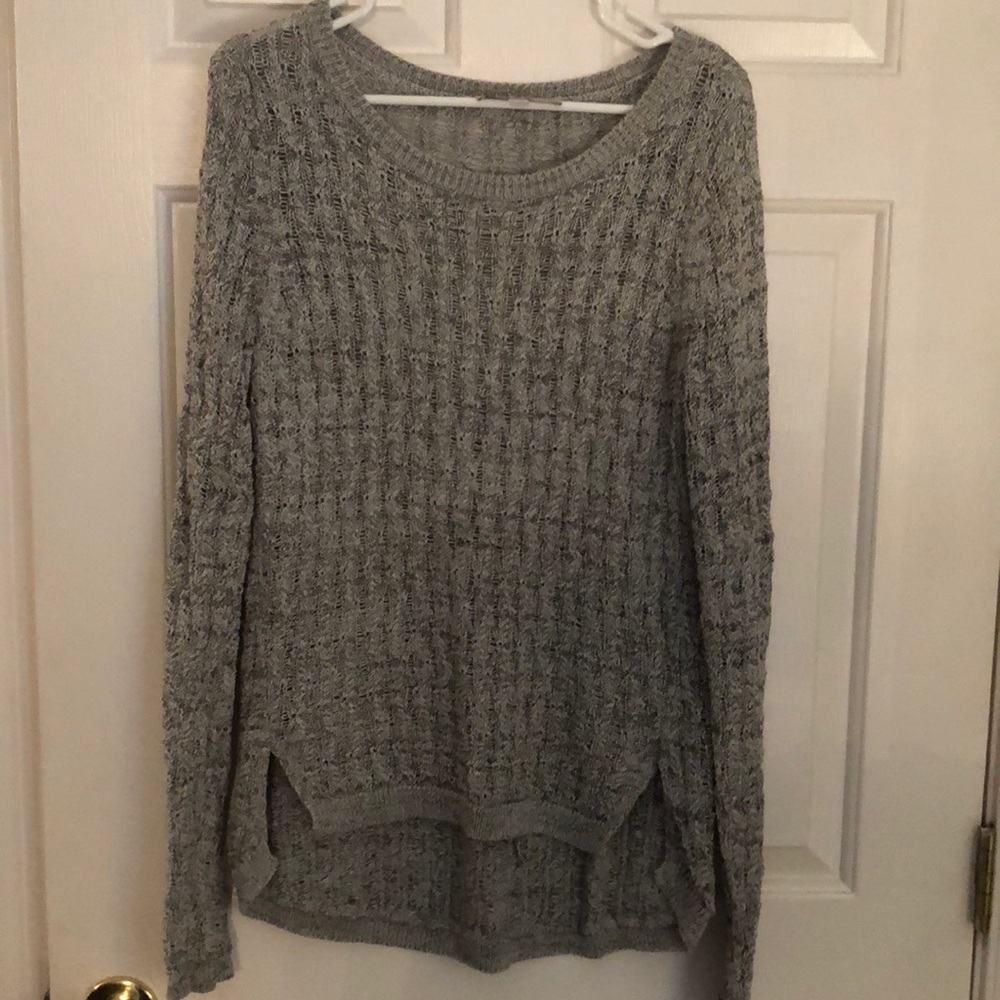 Grey crocheted LOFT sweater